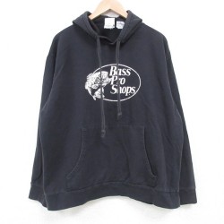 XL★古着 長袖 スウェット パーカー メンズ 00年代 00s バスプロショップス 黒 ブラック 25mar18 中古 スエット トレーナー トップス