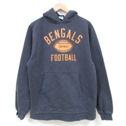 M★古着 リーボック REEBOK 長袖 スウェット パーカー メンズ 00年代 00s NFL シンシナティベンガルズ 黒 ブラック アメフト スーパーボウル 25mar18 中古 スエット トレーナー トップス