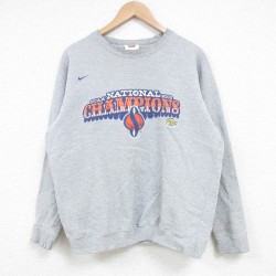 M★古着 ナイキ NIKE 長袖 スウェット メンズ 00年代 00s National Champs クルーネック グレー 霜降り 25mar19 中古 スエット トレーナー トップス