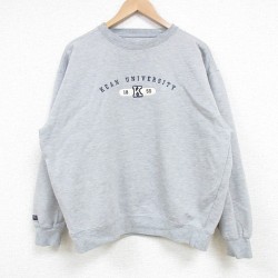 【20%OFF】L★古着 ジャンスポーツ 長袖 スウェット メンズ 00年代 00s KEAN 大学 刺繍 クルーネック グレー 霜降り 25mar19 中古 スエット トレーナー トップス