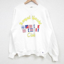L★古着 長袖 スウェット メンズ 90年代 90s ヨットクラブ クルーネック USA製 白 ホワイト 25mar19 中古 スエット トレーナー トップス