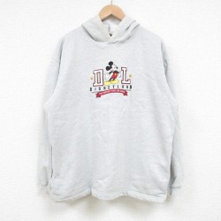 【50%OFF】XL★古着 長袖 スウェット パーカー メンズ 00年代 00s ディズニー DISNEY ミッキー MICKEY MOUSE 刺繍 グレー 霜降り 25mar19 中古 スエット トレーナー トップス