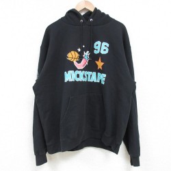 【20%OFF】XL★古着 チャンピオン Champion 長袖 スウェット パーカー メンズ MICKSTAPE 黒 ブラック 25mar19 中古 スエット トレーナー トップス
