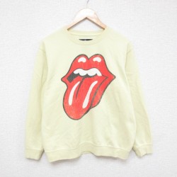 【20%OFF】M★古着 長袖 ロック バンド スウェット メンズ 00年代 00s ローリングストーンズ The Rolling Stones クルーネック 黄 イエロー 25mar21 中古 スエット トレーナー トップス
