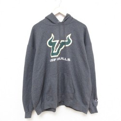 【20%OFF】XL★古着 チャンピオン Champion 長袖 スウェット パーカー メンズ サウスフロリダブルズ 大きいサイズ 濃グレー 霜降り 25mar21 中古 スエット トレーナー トップス