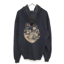 【20%OFF】XL★古着 アメリカンアパレル AMERICAN APPAREL American Apparel 長袖 ロック バンド フルジップ スウェット パーカー メンズ ELDER USA製 黒 ブラック 25mar21 中古 スエット トレーナー トップス
