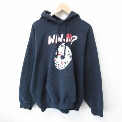 【20%OFF】XL★古着 長袖 スウェット パーカー メンズ ホラー映画 13日の金曜日 ジェイソン 大きいサイズ 黒 ブラック 25mar19 中古 スエット トレーナー トップス