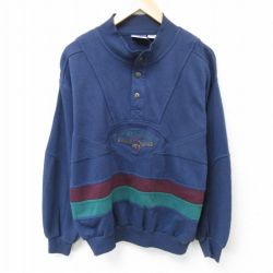 L★古着 長袖 スウェット メンズ 90年代 90s COMPETITION 刺繍 クルーネック 紺 ネイビー 25mar22 中古 スエット トレーナー トップス