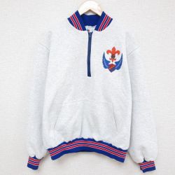 【50%OFF】XL★古着 長袖 ハーフジップ スウェット メンズ 90年代 90s ホメネトメン 大きいサイズ USA製 薄グレー 霜降り 25mar25 中古 スエット トレーナー トップス