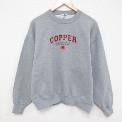 L★古着 ジャージーズ 長袖 スウェット メンズ 00年代 00s COPPER クルーネック グレー 霜降り 25mar25 中古 スエット トレーナー トップス