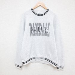 XL★古着 長袖 スウェット メンズ 90年代 90s RAIDERS クルーネック 薄グレー 霜降り 25mar25 中古 スエット トレーナー トップス