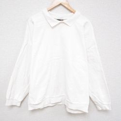 XL★古着 長袖 スウェット メンズ 90年代 90s 無地 大きいサイズ コットン 襟付き USA製 薄ベージュ カーキ 25mar25 中古 スエット トレーナー トップス