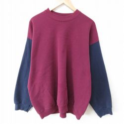 【50%OFF】XL★古着 TULTEX 長袖 スウェット メンズ 90年代 90s ツートンカラー 大きいサイズ クルーネック USA製 エンジ他 【spe】 25mar22 中古 スエット トレーナー トップス