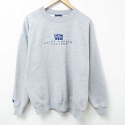 【50%OFF】XL★古着 ジャンスポーツ 長袖 スウェット メンズ 90年代 90s セントアンセルム カレッジ 刺繍 クルーネック USA製 グレー 霜降り 25mar22 中古 スエット トレーナー トップス