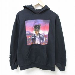 【20%OFF】M★古着 長袖 ヒップホップ ラップ スウェット パーカー メンズ ジュースワールド 黒 ブラック 25mar22 中古 スエット トレーナー トップス