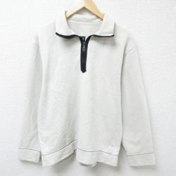L★古着 ギャップ GAP 長袖 ハーフジップ スウェット メンズ 00年代 00s 無地 襟付き 白 ホワイト 25mar22 中古 スエット トレーナー トップス