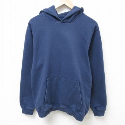 L★古着 ギャップ GAP 長袖 スウェット パーカー メンズ 00年代 00s 無地 コットン 紺 ネイビー 25mar22 中古 スエット トレーナー トップス
