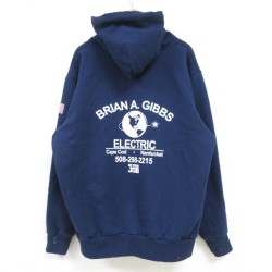 【20%OFF】XL★古着 キャンバー CAMBER 長袖 スウェット パーカー メンズ 90年代 90s ELECTRIC 星条旗 USA製 紺 ネイビー 内側サーマル 【spe】 25mar24 中古 スエット トレーナー トップス