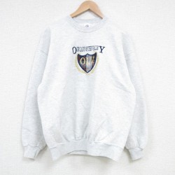 L★古着 ジャージーズ 長袖 スウェット メンズ 90年代 90s OLV 刺繍 クルーネック USA製 薄グレー 霜降り 25mar24 中古 スエット トレーナー トップス