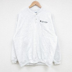【20%OFF】L★古着 リー Lee 長袖 スウェット メンズ 00年代 00s Lakeland Village ヘンリーネック 薄グレー 霜降り 25mar24 中古 スエット トレーナー トップス