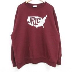 【20%OFF】XL★古着 チャンピオン Champion 長袖 スウェット メンズ JRLC 大きいサイズ クルーネック エンジ 25mar24 中古 スエット トレーナー トップス