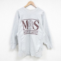 【50%OFF】M★古着 長袖 スウェット メンズ 00年代 00s ミシシッピ カレッジ クルーネック グレー 霜降り 25mar24 中古 スエット トレーナー トップス