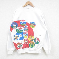 【50%OFF】XL★古着 長袖 スウェット メンズ 80年代 80s クルーネック カナダ製 白 ホワイト 25mar24 中古 スエット トレーナー トップス