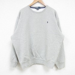XL★古着 ラルフローレン Ralph Lauren 長袖 ブランド スウェット メンズ 00年代 00s ワンポイントロゴ クルーネック グレー 霜降り 25mar24 中古 スエット トレーナー トップス