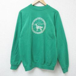 【20%OFF】L★古着 ヘインズ Hanes 長袖 スウェット メンズ 90年代 90s 犬 ラグラン クルーネック USA製 緑 グリーン 25mar29 中古 スエット トレーナー トップス