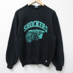 M★古着 ラッセル 長袖 スウェット メンズ 90年代 90s SHOCKERS クルーネック USA製 黒 ブラック 【spe】 25mar29 中古 スエット トレーナー トップス