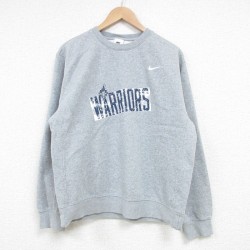 L★古着 ナイキ NIKE 長袖 スウェット メンズ WARRIORS クルーネック グレー 霜降り 25mar25 中古 スエット トレーナー トップス
