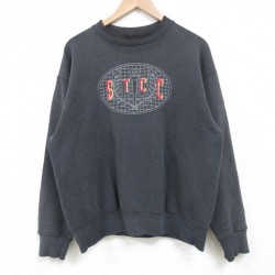 【50%OFF】M★古着 ジャンスポーツ 長袖 スウェット メンズ 90年代 90s STCC 刺繍 クルーネック USA製 濃グレー 霜降り 25mar25 中古 スエット トレーナー トップス