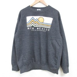 【50%OFF】L★古着 長袖 スウェット メンズ メキシコ クルーネック 濃グレー 霜降り 25mar25 中古 スエット トレーナー トップス