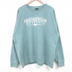 【50%OFF】XL★古着 長袖 スウェット メンズ FRIENDSWOOD クルーネック 薄緑 グリーン 25mar25 中古 スエット トレーナー トップス