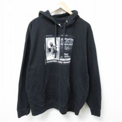 XL★古着 長袖 スウェット パーカー メンズ 00年代 00s スカル 大きいサイズ 黒 ブラック 25mar26 中古 スエット トレーナー トップス