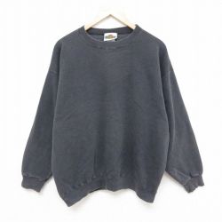 XL★古着 スポルディング 長袖 スウェット メンズ 00年代 00s 無地 クルーネック 濃グレー 25mar26 中古 スエット トレーナー トップス