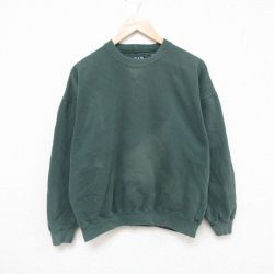 L★古着 ギャップ GAP 長袖 スウェット メンズ 90年代 90s 無地 クルーネック 緑 グリーン 25mar26 中古 スエット トレーナー トップス