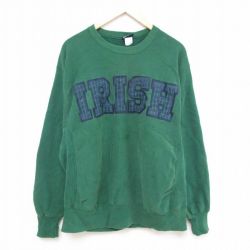 【50%OFF】XL★古着 ジャンスポーツ 長袖 スウェット メンズ 90年代 90s アイリッシュ 大きいサイズ クルーネック USA製 緑 グリーン 25mar26 中古 スエット トレーナー トップス