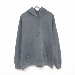 XL★古着 長袖 スウェット パーカー メンズ 90年代 90s 無地 大きいサイズ USA製 濃グレー 霜降り 25mar26 中古 スエット トレーナー トップス