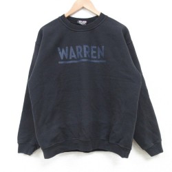 L★古着 長袖 スウェット メンズ 00年代 00s WARREN クルーネック USA製 黒 ブラック 25mar27 中古 スエット トレーナー トップス