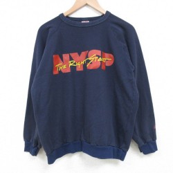 M★古着 ローリングス 長袖 スウェット メンズ 90年代 90s NYSP ラグラン クルーネック USA製 紺 ネイビー 25mar27 中古 スエット トレーナー トップス