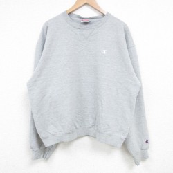 【50%OFF】XL★古着 チャンピオン Champion 長袖 スウェット メンズ 00年代 00s ワンポイントロゴ クルーネック グレー 霜降り 25mar27 中古 スエット トレーナー トップス