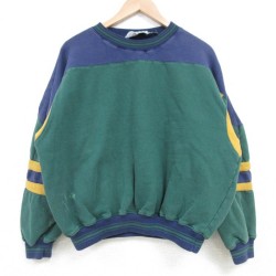 L★古着 長袖 スウェット メンズ 00年代 00s 無地 マルチカラー ラグラン クルーネック 紺他 ネイビー 25mar27 中古 スエット トレーナー トップス