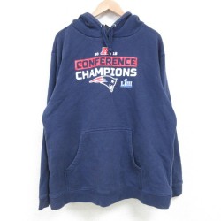 XL★古着 長袖 スウェット パーカー メンズ NFL ニューイングランドペイトリオッツ 紺 ネイビー アメフト スーパーボウル 25mar27 中古 スエット トレーナー トップス