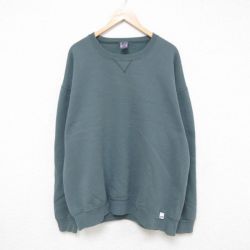 XL★古着 ラッセル 長袖 スウェット メンズ 00年代 00s 無地 大きいサイズ クルーネック 緑系 グリーン 25mar28 中古 スエット トレーナー トップス