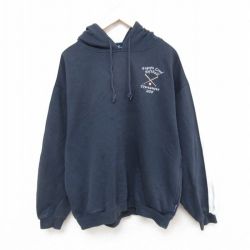 XL★古着 長袖 スウェット パーカー メンズ ソフトボール ツートンカラー ラグラン 濃紺他 ネイビー 25mar28 中古 スエット トレーナー トップス