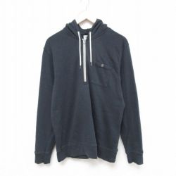 L★古着 エルエルビーン LLBEAN 長袖 ハーフジップ スウェット パーカー メンズ 00年代 00s ワンポイントロゴ 胸ポケット付き 黒 ブラック 25mar28 中古 スエット トレーナー トップス