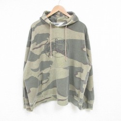 XL★古着 長袖 スウェット パーカー メンズ 00年代 00s バスプロショップス 魚 大きいサイズ ベージュ他 カーキ 迷彩 25mar28 中古 スエット トレーナー トップス
