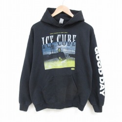 M★古着 長袖 ヒップホップ ラップ スウェット パーカー メンズ アイスキューブ 黒 ブラック 25mar28 中古 スエット トレーナー トップス