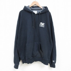 XL★古着 チャンピオン Champion 長袖 ハーフジップ スウェット パーカー メンズ DVX 大きいサイズ 黒 ブラック 25mar28 中古 スエット トレーナー トップス